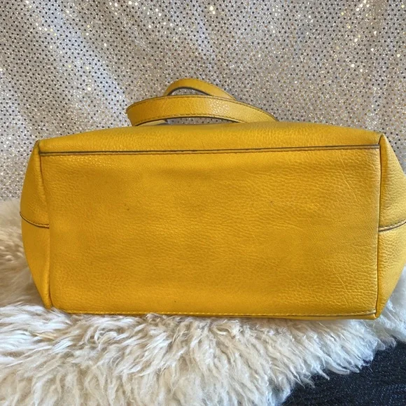 Reversible leather handbag Vegan purse Floral Print Dandelion Mustard Gold - Picture 5 of 10